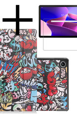 NoXx Hoesje Geschikt voor Lenovo Tab M10 Plus 3rd Gen Hoesje Case Hard Cover Hoes Book Case Met Screenprotector - Graffity
