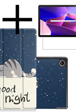 NoXx Hoesje Geschikt voor Lenovo Tab M10 Plus 3rd Gen Hoesje Case Hard Cover Hoes Book Case Met Screenprotector - Kat