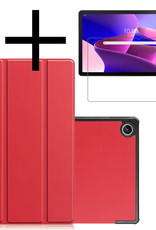 NoXx Hoesje Geschikt voor Lenovo Tab M10 Plus 3rd Gen Hoesje Case Hard Cover Hoes Book Case Met Screenprotector - Rood