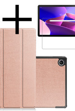 NoXx Hoesje Geschikt voor Lenovo Tab M10 Plus 3rd Gen Hoesje Case Hard Cover Hoes Book Case Met Screenprotector - Rosé goud