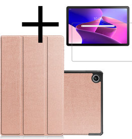 NoXx Lenovo Tab M10 Plus (3e generatie) Hoes Met Screenprotector - Rose Goud