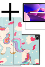 NoXx Hoesje Geschikt voor Lenovo Tab M10 Plus 3rd Gen Hoesje Case Hard Cover Hoes Book Case Met Screenprotector - Eenhoorn