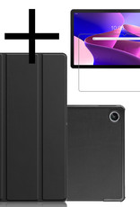 NoXx Hoesje Geschikt voor Lenovo Tab M10 Plus 3rd Gen Hoesje Case Hard Cover Hoes Book Case Met Screenprotector - Zwart