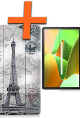 Nomfy Hoes Geschikt voor Lenovo Tab M10 Plus 3rd Gen Hoes Tri-fold Tablet Hoesje Case Met Screenprotector - Hoesje Geschikt voor Lenovo Tab M10 Plus (3e Gen) Hoesje Hardcover Bookcase - Eiffeltoren
