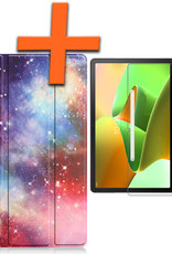 Nomfy Hoes Geschikt voor Lenovo Tab M10 Plus 3rd Gen Hoes Tri-fold Tablet Hoesje Case Met Screenprotector - Hoesje Geschikt voor Lenovo Tab M10 Plus (3e Gen) Hoesje Hardcover Bookcase - Galaxy