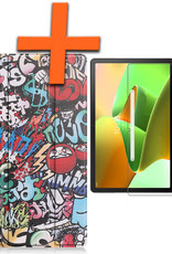 Nomfy Hoes Geschikt voor Lenovo Tab M10 Plus 3rd Gen Hoes Tri-fold Tablet Hoesje Case Met Screenprotector - Hoesje Geschikt voor Lenovo Tab M10 Plus (3e Gen) Hoesje Hardcover Bookcase - Graffity