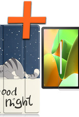 Nomfy Hoes Geschikt voor Lenovo Tab M10 Plus 3rd Gen Hoes Tri-fold Tablet Hoesje Case Met Screenprotector - Hoesje Geschikt voor Lenovo Tab M10 Plus (3e Gen) Hoesje Hardcover Bookcase - Kat