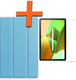 Nomfy Lenovo Tab M10 Plus (3e generatie) Hoes Met Screenprotector - Lichtblauw
