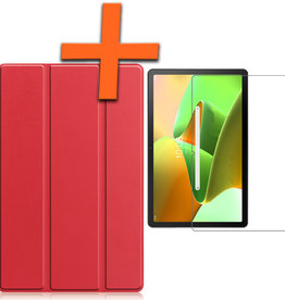 Nomfy Nomfy Lenovo Tab M10 Plus (3e generatie) Hoes Met Screenprotector - Rood