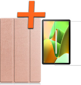 Nomfy Lenovo Tab M10 Plus (3e generatie) Hoes Met Screenprotector - Rose Goud