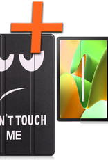 Lenovo Tab M10 Plus Hoesje (3e generatie) Book Case Met Screenprotector Don't Touch Me - Lenovo Tab M10 Plus (Gen 3) Hoes Hardcover Hoesje Don't Touch Me