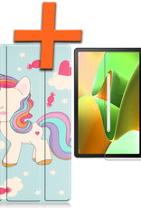 Nomfy Hoes Geschikt voor Lenovo Tab M10 Plus 3rd Gen Hoes Tri-fold Tablet Hoesje Case Met Screenprotector - Hoesje Geschikt voor Lenovo Tab M10 Plus (3e Gen) Hoesje Hardcover Bookcase - Eenhoorn