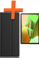 Nomfy Hoes Geschikt voor Lenovo Tab M10 Plus 3rd Gen Hoes Tri-fold Tablet Hoesje Case Met Screenprotector - Hoesje Geschikt voor Lenovo Tab M10 Plus (3e Gen) Hoesje Hardcover Bookcase - Zwart
