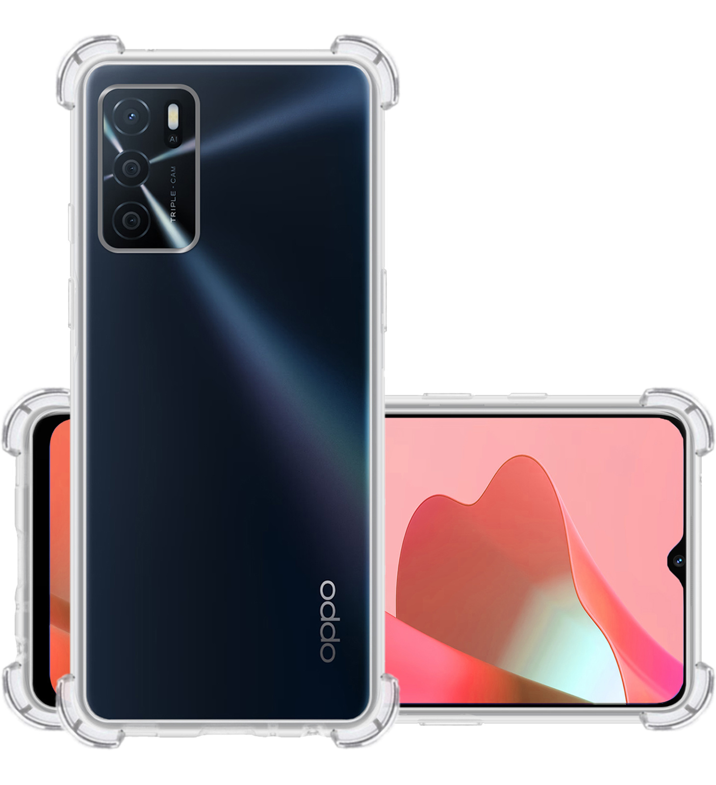 NoXx Hoes Geschikt voor OPPO A16s Hoesje Siliconen Cover Shock Proof Back Case Shockproof Hoes - Transparant