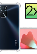 NoXx Hoes Geschikt voor OPPO A16s Hoesje Siliconen Cover Shock Proof Back Case Shockproof Hoes - Transparant - 2x