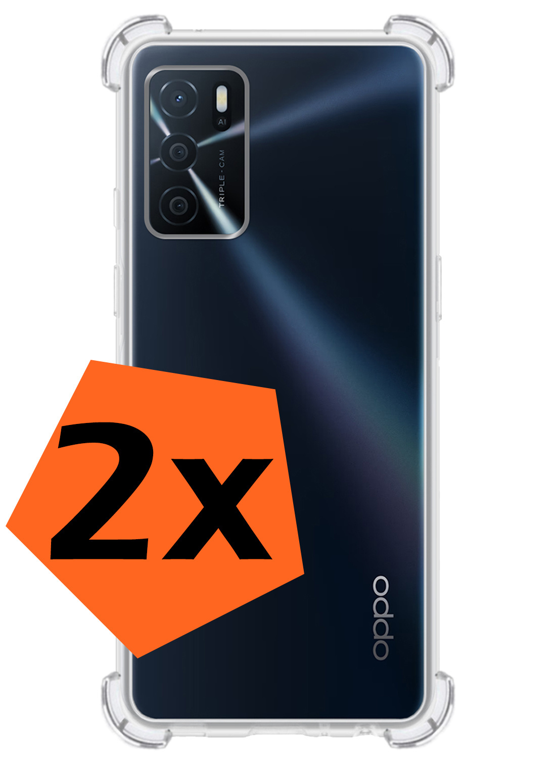 Nomfy Hoesje Geschikt voor OPPO A16s Hoesje Shock Proof Cover Case Shockproof - Hoes Geschikt voor OPPO A16s Hoes Siliconen Back Case - Transparant - 2 PACK