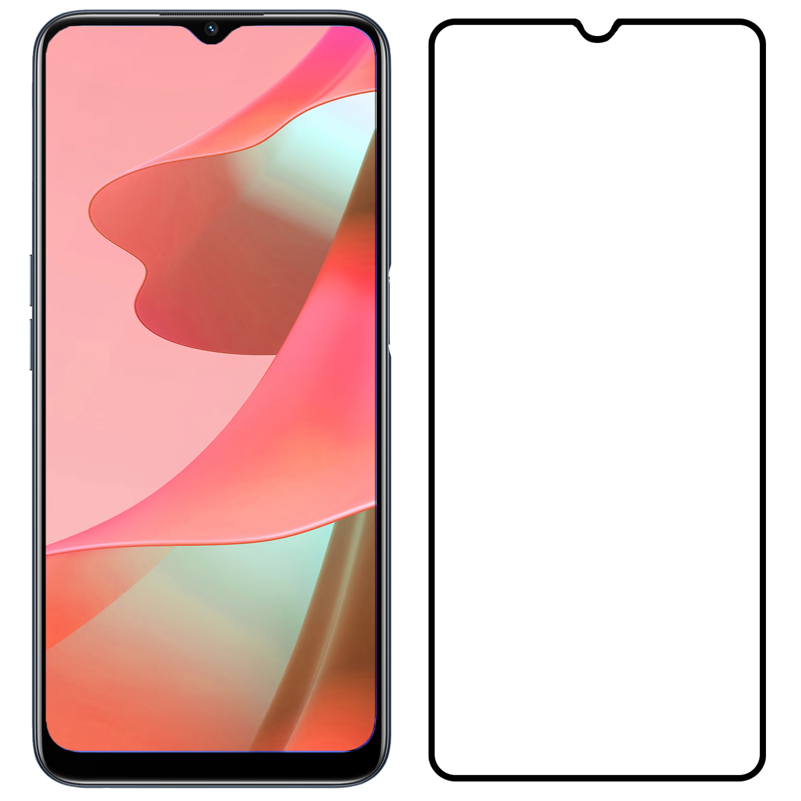 NoXx Screenprotector Geschikt voor OPPO A16s Screenprotector Tempered Glass Gehard Glas Full Cover - 2x