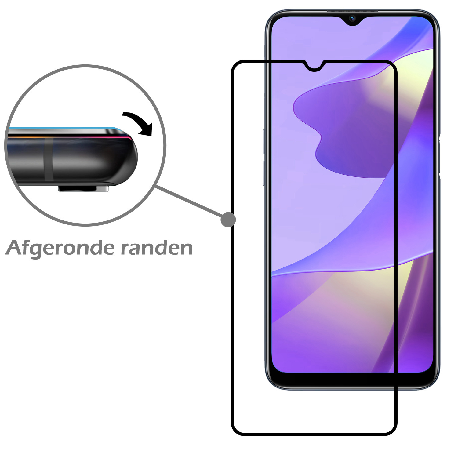 Nomfy Screenprotector Geschikt voor OPPO A16s Screenprotector Bescherm Glas - Screenprotector Geschikt voor OPPO A16s Screen Protector Tempered Glass Full Screen Full Cover - 2 PACK
