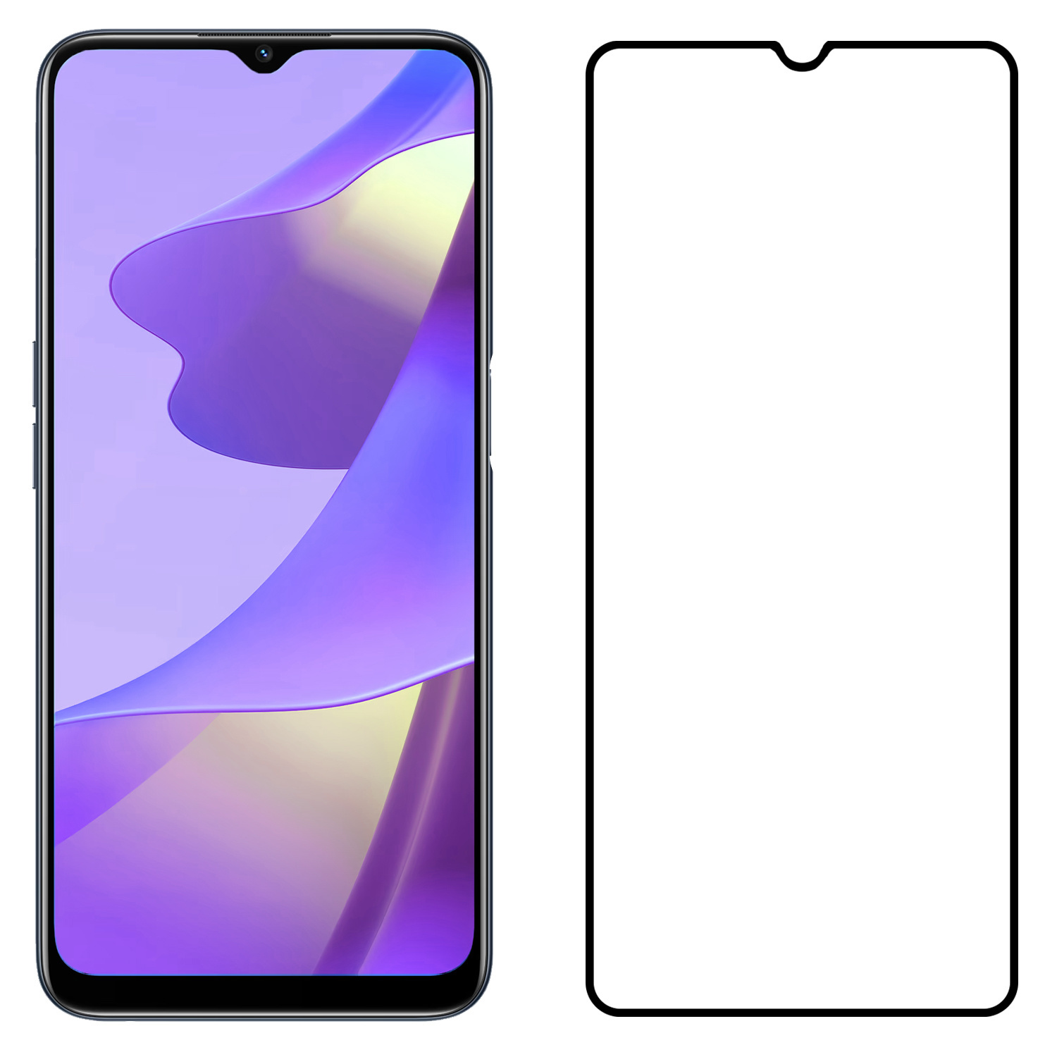 Nomfy Screenprotector Geschikt voor OPPO A16s Screenprotector Bescherm Glas - Screenprotector Geschikt voor OPPO A16s Screen Protector Tempered Glass Full Screen Full Cover - 2 PACK