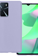 BASEY. Hoes Geschikt voor OPPO A16s Hoesje Siliconen Back Cover Case - Hoesje Geschikt voor OPPO A16s Hoes Cover Hoesje - Lila