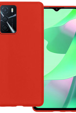 BASEY. Hoes Geschikt voor OPPO A16s Hoesje Siliconen Back Cover Case - Hoesje Geschikt voor OPPO A16s Hoes Cover Hoesje - Rood