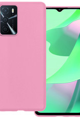 BASEY. Hoes Geschikt voor OPPO A16s Hoesje Siliconen Back Cover Case - Hoesje Geschikt voor OPPO A16s Hoes Cover Hoesje - Lichtroze