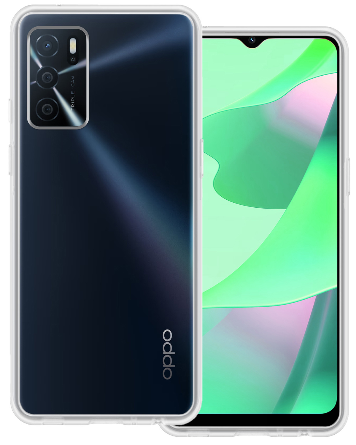 BASEY. Hoes Geschikt voor OPPO A16s Hoesje Siliconen Back Cover Case - Hoesje Geschikt voor OPPO A16s Hoes Cover Hoesje - Transparant