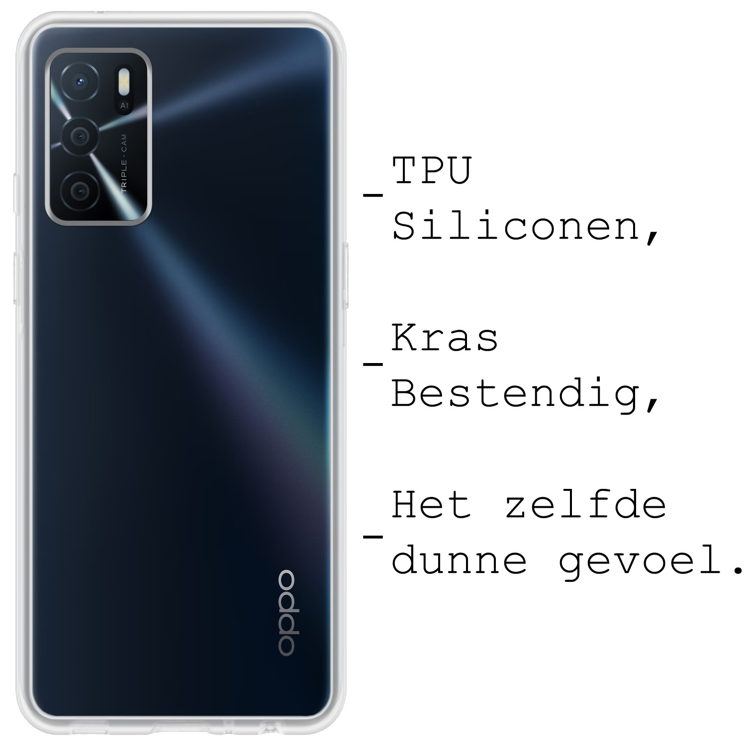 BASEY. Hoes Geschikt voor OPPO A16s Hoesje Siliconen Back Cover Case - Hoesje Geschikt voor OPPO A16s Hoes Cover Hoesje - Transparant