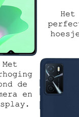 BASEY. Hoes Geschikt voor OPPO A16s Hoesje Siliconen Back Cover Case - Hoesje Geschikt voor OPPO A16s Hoes Cover Hoesje - Donkerblauw - 2 Stuks