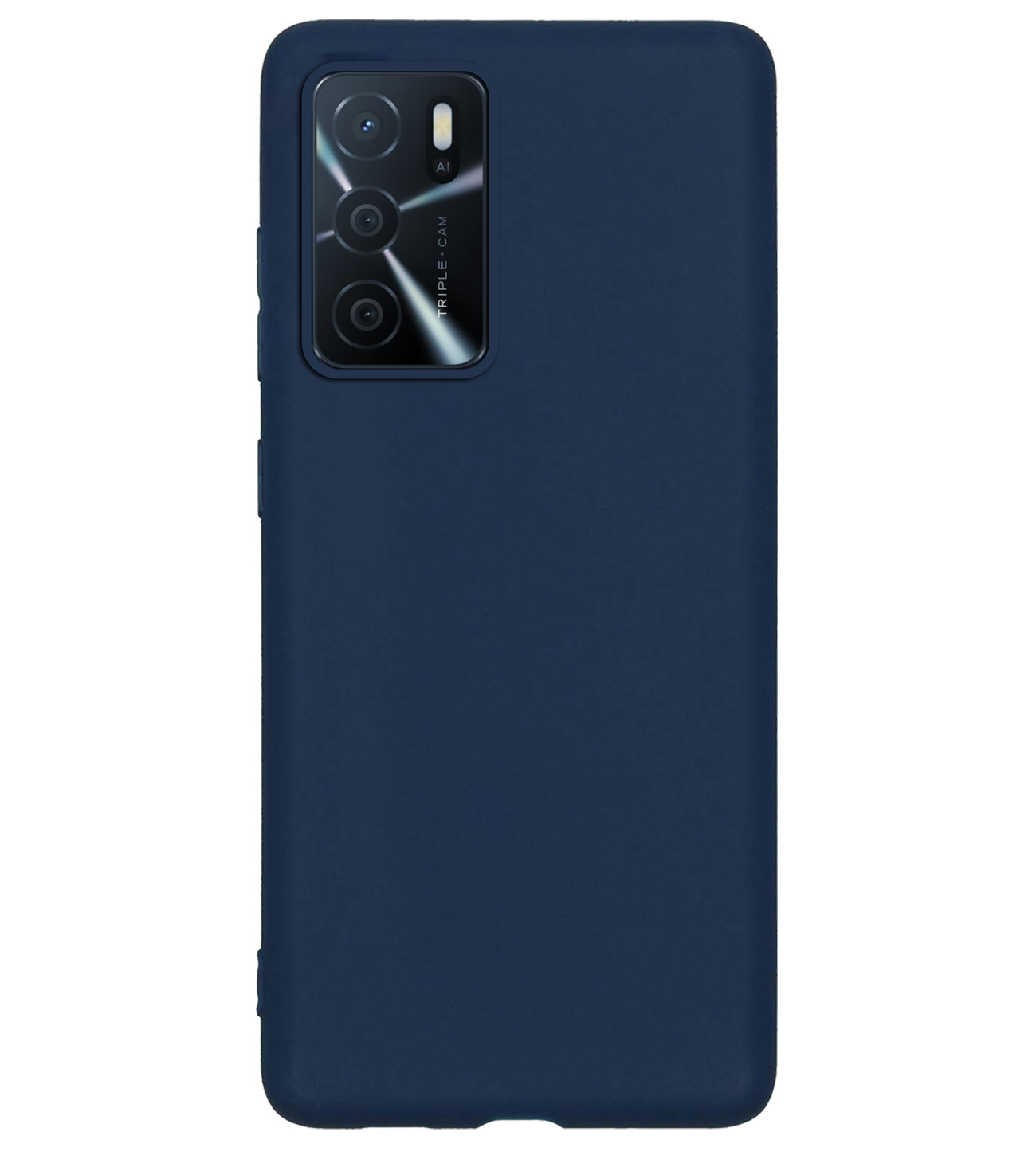 BASEY. Hoes Geschikt voor OPPO A16s Hoesje Siliconen Back Cover Case - Hoesje Geschikt voor OPPO A16s Hoes Cover Hoesje - Donkerblauw - 2 Stuks