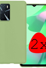 BASEY. Hoes Geschikt voor OPPO A16s Hoesje Siliconen Back Cover Case - Hoesje Geschikt voor OPPO A16s Hoes Cover Hoesje - Groen - 2 Stuks