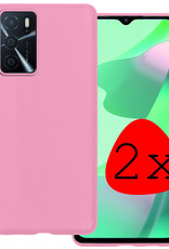 BASEY. Hoes Geschikt voor OPPO A16s Hoesje Siliconen Back Cover Case - Hoesje Geschikt voor OPPO A16s Hoes Cover Hoesje - Lichtroze - 2 Stuks