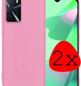 BASEY. BASEY. OPPO A16s Hoesje Siliconen - Lichtroze - 2 PACK