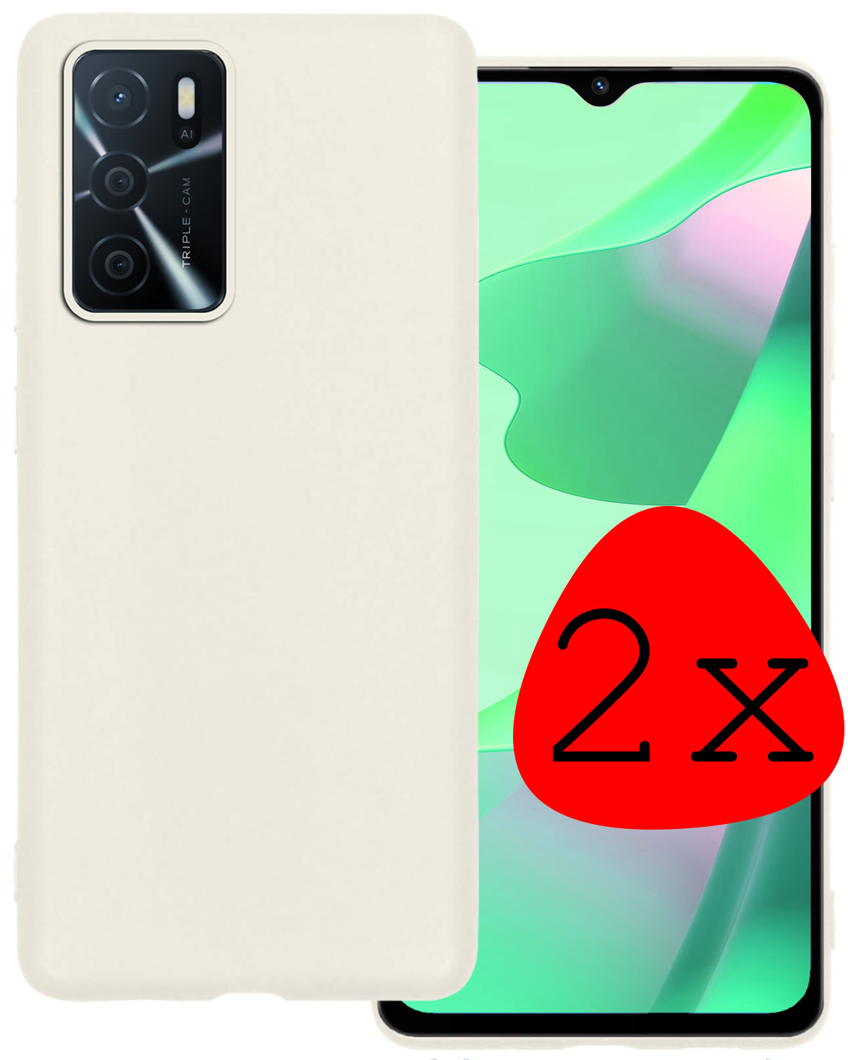 BASEY. Hoes Geschikt voor OPPO A16s Hoesje Siliconen Back Cover Case - Hoesje Geschikt voor OPPO A16s Hoes Cover Hoesje - Wit - 2 Stuks