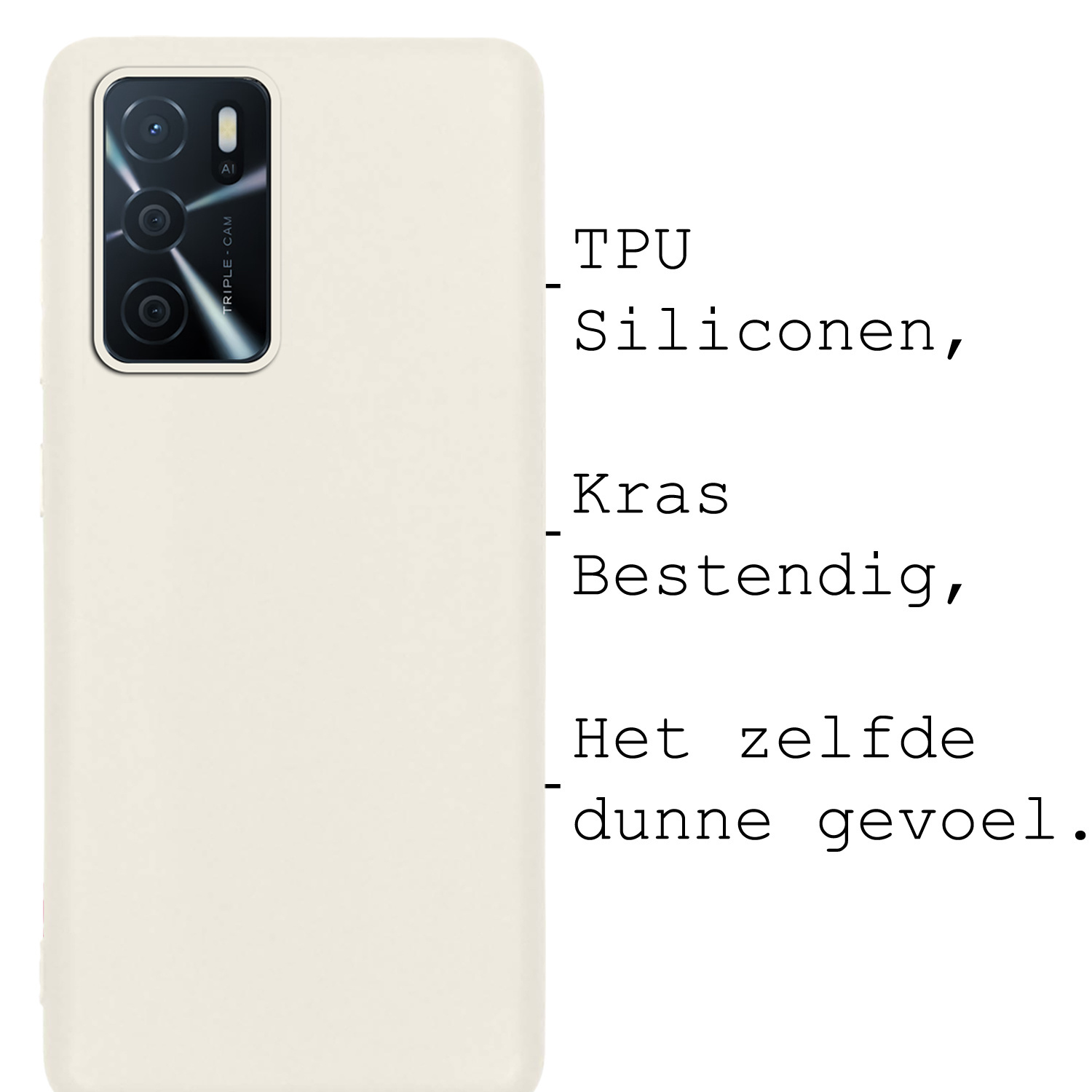 BASEY. Hoes Geschikt voor OPPO A16s Hoesje Siliconen Back Cover Case - Hoesje Geschikt voor OPPO A16s Hoes Cover Hoesje - Wit - 2 Stuks