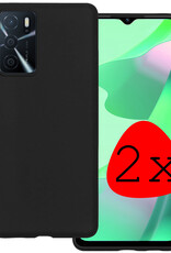 BASEY. Hoes Geschikt voor OPPO A16s Hoesje Siliconen Back Cover Case - Hoesje Geschikt voor OPPO A16s Hoes Cover Hoesje - Zwart - 2 Stuks