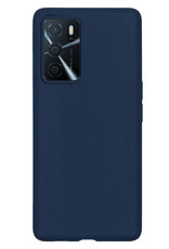NoXx Hoes Geschikt voor OPPO A16s Hoesje Cover Siliconen Back Case Hoes - Donkerblauw