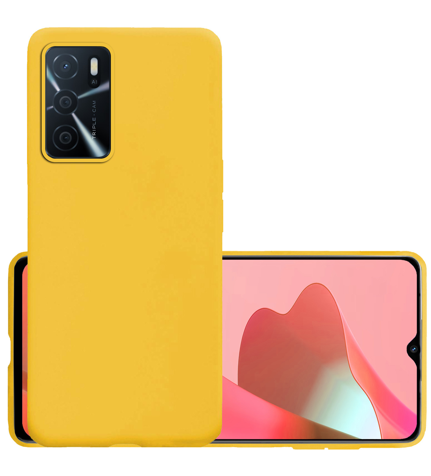 NoXx Hoes Geschikt voor OPPO A16s Hoesje Cover Siliconen Back Case Hoes - Geel
