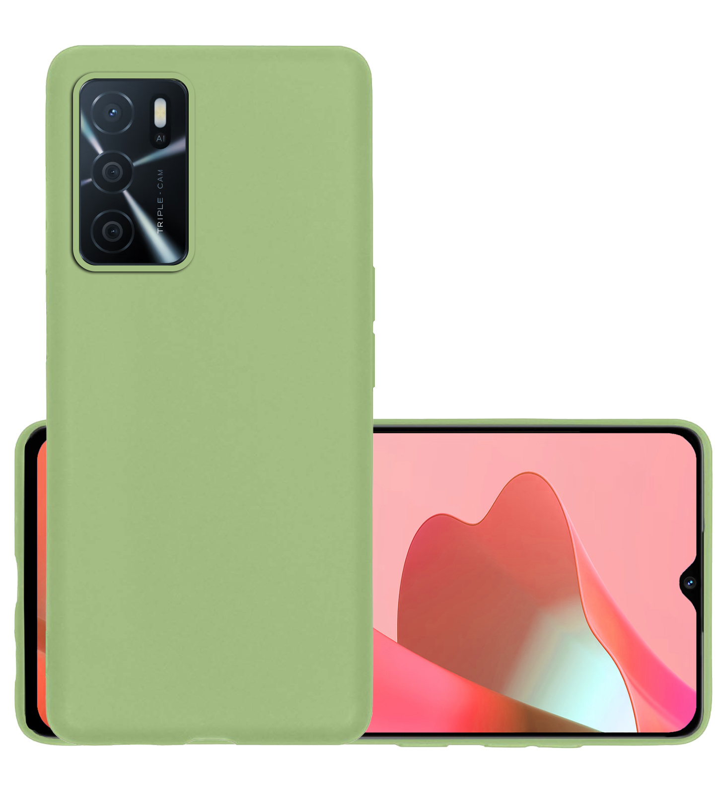 NoXx Hoes Geschikt voor OPPO A16s Hoesje Cover Siliconen Back Case Hoes - Groen