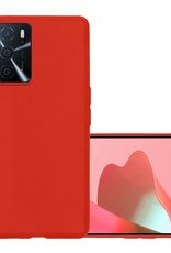 NoXx Hoes Geschikt voor OPPO A16s Hoesje Cover Siliconen Back Case Hoes - Rood
