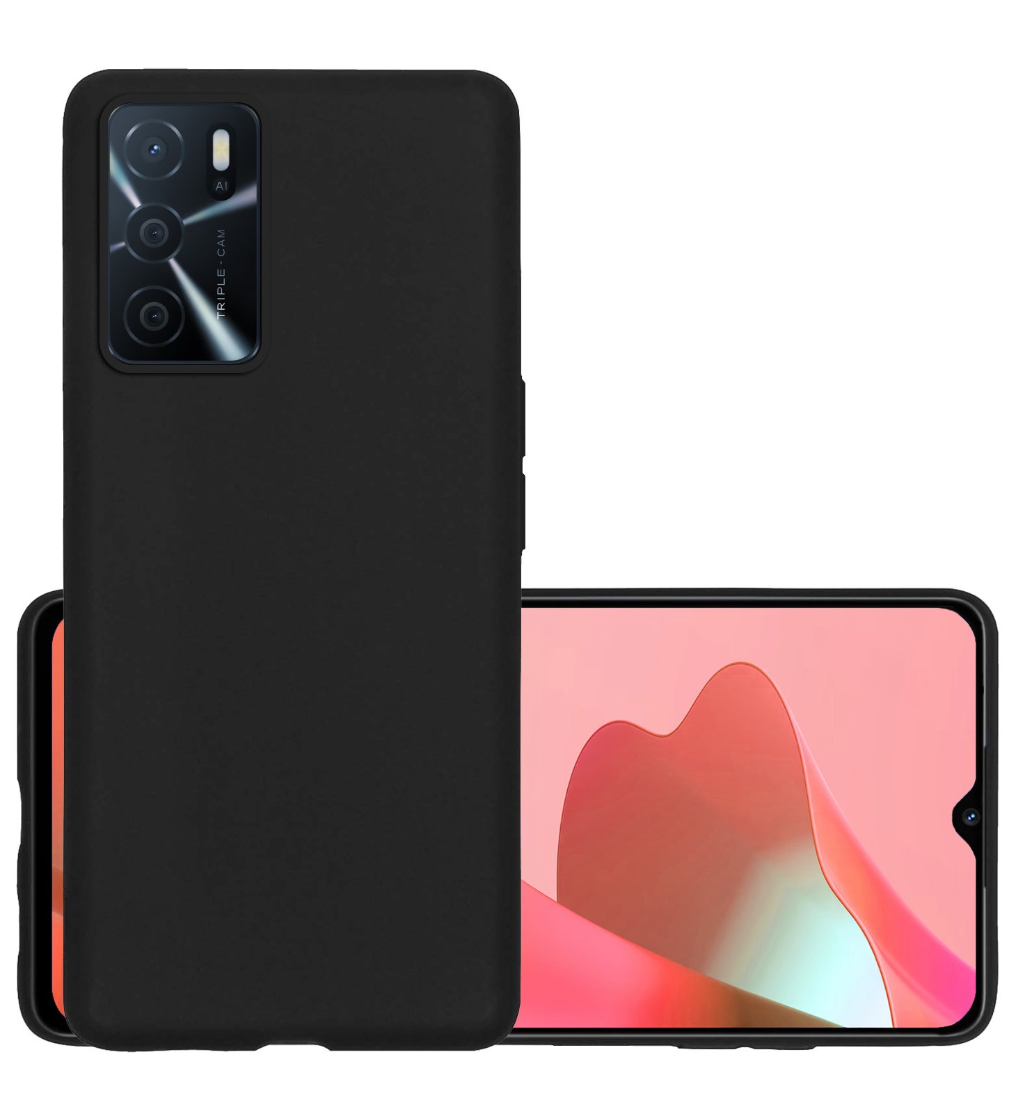 NoXx OPPO A16s Hoesje Back Cover Siliconen Case Hoes - Zwart