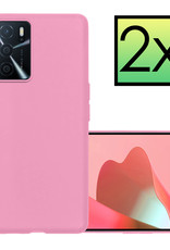 NoXx Hoes Geschikt voor OPPO A16s Hoesje Cover Siliconen Back Case Hoes - Lichtroze - 2x