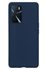 Nomfy Hoesje Geschikt voor OPPO A16s Hoesje Siliconen Cover Case - Hoes Geschikt voor OPPO A16s Hoes Back Case - Donkerblauw