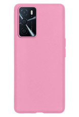 Nomfy Hoesje Geschikt voor OPPO A16s Hoesje Siliconen Cover Case - Hoes Geschikt voor OPPO A16s Hoes Back Case - Lichtroze