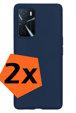 Nomfy Hoesje Geschikt voor OPPO A16s Hoesje Siliconen Cover Case - Hoes Geschikt voor OPPO A16s Hoes Back Case - 2-PACK - Donkerblauw