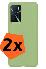 Nomfy Hoesje Geschikt voor OPPO A16s Hoesje Siliconen Cover Case - Hoes Geschikt voor OPPO A16s Hoes Back Case - 2-PACK - Groen