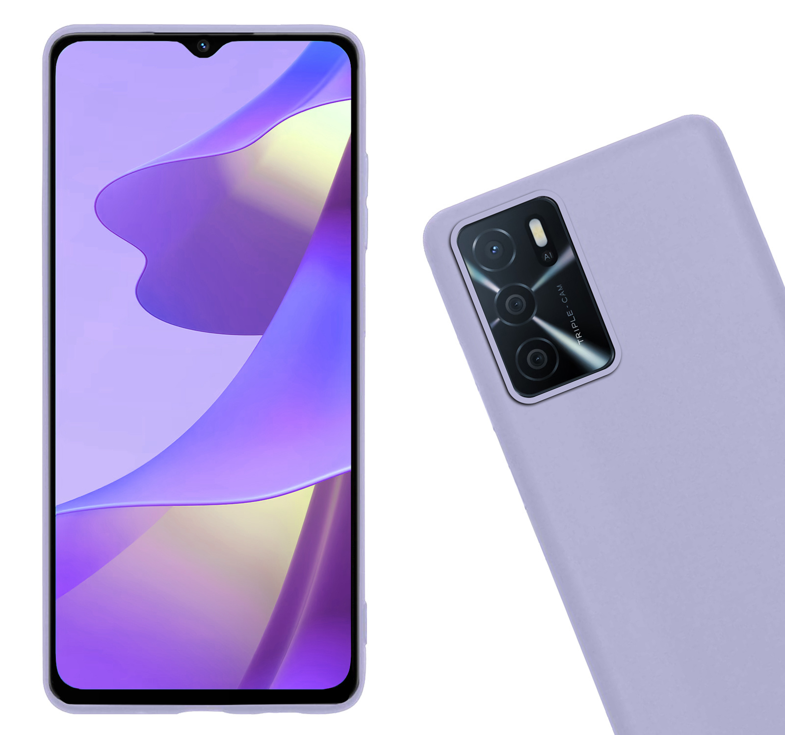 Nomfy Hoesje Geschikt voor OPPO A16s Hoesje Siliconen Cover Case - Hoes Geschikt voor OPPO A16s Hoes Back Case - 2-PACK - Lila