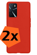 Nomfy Hoesje Geschikt voor OPPO A16s Hoesje Siliconen Cover Case - Hoes Geschikt voor OPPO A16s Hoes Back Case - 2-PACK - Rood