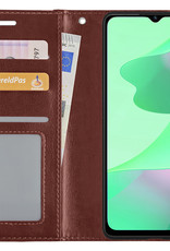 BASEY. Hoes Geschikt voor OPPO A16s Hoesje Bookcase Hoes Flip Case Book Cover - Hoesje Geschikt voor OPPO A16s Hoes Book Case Hoesje - Bruin