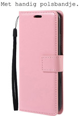 BASEY. Hoes Geschikt voor OPPO A16s Hoesje Bookcase Hoes Flip Case Book Cover - Hoesje Geschikt voor OPPO A16s Hoes Book Case Hoesje - Lichtroze